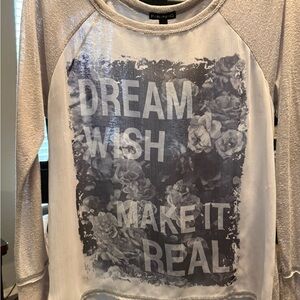 FANG Cream and Gray Floral Graphic Long Sleeve Tee